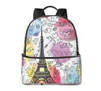 Zaino per ragazze e ragazzi, con paesaggio con tramonto sul fiume, per scuola elementare, per scuola materna, zaino per la scuola, Tour francese di Parigi Torre Eiffel, One Size