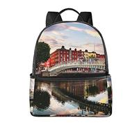 Zaino per ragazze e ragazzi, con paesaggio con tramonto sul fiume, per scuola elementare, per scuola materna, zaino per la scuola, Ponte Tramonto Fiume Paesaggio, One Size