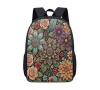 Zaino per ragazze, motivo floreale vivace, 43,2 cm, con stampa artistica digitale, borsa per la scuola, per laptop da donna, 07, L, Classico