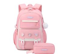 Zaino per ragazze per la scuola, zaino per bambini con astuccio, set per scuola elementare, media, media, scuola superiore, Rosa, Taglia unica, Zaino