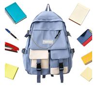 Zaino per ragazze resistente all'acqua multi-tasca Bookbag, Blu, | Zaino per laptop per studenti, per donne, adolescenti, università, lavoro, pendolarismo, viaggi, escursionismo