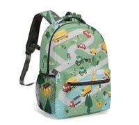 Zaino per ragazzi e bambini, con stampa di trattori e città, zaino da scuola elementare resistente all'acqua, grande capacità, 01, L, Casual