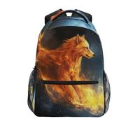 Zaino per scuola elementare con drago colorato e fiamma, per ragazzi e ragazze, 202a0500, One Size, Zaino daypack