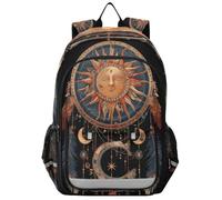 Zaino per scuola elementare con sole, luna, acchiappasogni, per bambini, per ragazzi, asilo, robusto, impermeabile, leggero, durevole, età 6-12 anni, Multicolore, Taglia unica