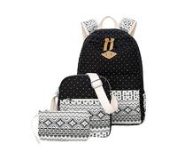 Zaino per scuola per studenti, zaino a tracolla, borsa a tracolla, set di tre zaini grandi, Nero , Etichettalia unica