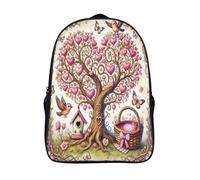 zaino per studenti 2 scomparto uccello farfalla tracolla regolabile scuola satchel 3d stampato amore dell'albero del cuore grande capacità zaini per scuola casual-16,per junior e Adulto escursionismo