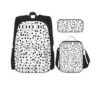 Zaino per studenti, borsa a forma di testa di tigre per ragazzi e ragazze, astuccio per matite, borsa per il pranzo, A pois bianchi e neri, Taglia unica, Zaino daypack
