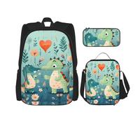 Zaino per studenti, Mr. Dancing Tiger borsa per ragazzi della scuola, zaino per ragazze, zaino per matite, borsa per il pranzo combinazione, Adorabile cucciolo di dinosauro, Taglia unica, Zaino