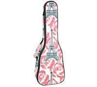 Zaino per ukulele da concerto, custodia per ukulele resistente con custodia, custodia per ukulele tenore soprano, 10 mm, borsa imbottita con fiore di Parigi