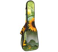 Zaino per ukulele da concerto, custodia per ukulele resistente con custodia, custodia per ukulele tenore soprano da 10 mm, borsa imbottita con fiore ancora vita e girasole Helianthus