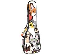 Zaino per ukulele da concerto, custodia per ukulele resistente, con custodia, per ukulele tenore soprano, 10 mm, borsa imbottita, vari cani arrabbiati felice, colorato