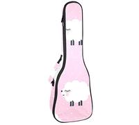 Zaino per ukulele da concerto, custodia per ukulele resistente con custodia, Ukulele tenore soprano 10 mm borsa imbottita timida bianca nuvola pecore rosa pois
