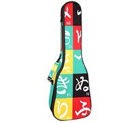 Zaino per ukulele da concerto, custodia per ukulele resistente con custodia, Ukulele tenore soprano da 10 mm borsa imbottita con motivo a lettere giapponesi