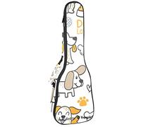 Zaino per ukulele da concerto, custodia per ukulele resistente con custodia, Ukulele tenore soprano da 10 mm, borsa imbottita per cani doodle colorato modello di parole