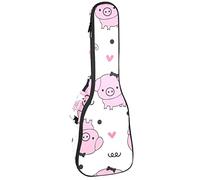 Zaino per ukulele da concerto, custodia per ukulele resistente con custodia, Ukulele tenore soprano da 10 mm borsa imbottita con motivo maiali rosa carino cuore d'amore