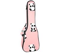 Zaino per ukulele da concerto, custodia per ukulele resistente con custodia, Ukulele tenore soprano da 10 mm, borsa imbottita con panda animale carino che gioca rosa