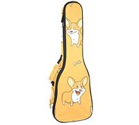 Zaino per ukulele da concerto, custodia per ukulele resistente con custodia, Ukulele tenore soprano da 10 mm, borsa imbottita con motivo corgi cartone animato giallo