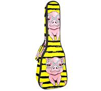 Zaino per ukulele da concerto, custodia per ukulele resistente con custodia, Ukulele tenore soprano da 10 mm, borsa imbottita con occhiali da maiale rosa