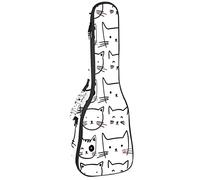Zaino per ukulele da concerto, custodia per ukulele resistente con custodia, Ukulele tenore soprano da concerto da 10 mm, borsa imbottita con contorno nero, motivo facce di gatto