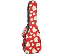 Zaino per ukulele da concerto, resistente borsa per ukulele con custodia, per concerti soprano, ukulele tenore da 10 mm, borsa imbottita retrò con lettera d'amore rossa
