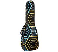 Zaino per ukulele da concerto, resistente borsa per ukulele con custodia, ukulele tenore da concerto soprano 10 mm, borsa imbottita colore scuro geometrico esagonale rombo