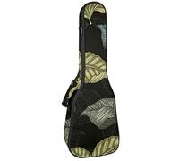 Zaino per ukulele da concerto, resistente con custodia per ukulele, con custodia, per ukulele tenore da concerto soprano, 10 mm, borsa imbottita, motivo a foglie botaniche, colore nero