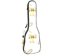 Zaino per ukulele da concerto, resistente con custodia per ukulele con custodia, ukulele tenore da concerto soprano, borsa imbottita da 10 mm, con fiocchi dorati