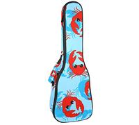 Zaino per ukulele da concerto, resistente con custodia per ukulele con custodia, ukulele tenore da concerto soprano 10 mm, borsa imbottita con motivo granchio rosso blu