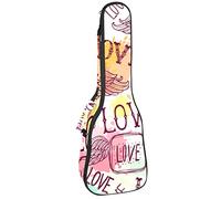 Zaino per ukulele da concerto, resistente con custodia per ukulele con custodia, ukulele tenore da concerto soprano, 10 mm, borsa imbottita con ali d'amore