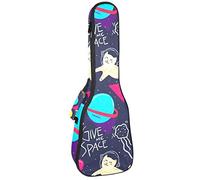 Zaino per ukulele da concerto, resistente con custodia per ukulele con custodia, ukulele tenore da concerto soprano, 10 mm, con sacchetto imbottito, motivo di parole animali colorati