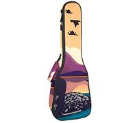 Zaino per ukulele da concerto, resistente con custodia per ukulele con custodia, ukulele tenore da concerto soprano, 10 mm, borsa imbottita per uccelli nel lago del tramonto