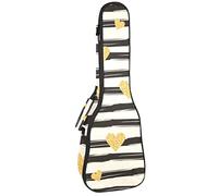 Zaino per ukulele da concerto, resistente con custodia per ukulele con custodia, ukulele tenore da concerto soprano da 10 mm, borsa imbottita a strisce, motivo cuori dorati