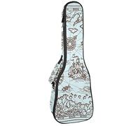 Zaino per ukulele da concerto, resistente con custodia per ukulele con custodia, ukulele tenore da concerto soprano da 10 mm, con mappa vintage pirata