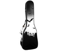 Zaino per ukulele da concerto, resistente con custodia per ukulele con custodia, ukulele tenore da concerto soprano da 10 mm, nero pecora nero castello spettrale luna piena Halloween