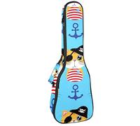 Zaino per ukulele da concerto, resistente con custodia per ukulele con custodia, ukulele tenore da concerto soprano 10 mm, borsa imbottita per nave pirata ancora gatto sfondo blu