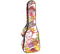 Zaino per ukulele da concerto, resistente con custodia per ukulele con custodia ukulele tenore da concerto soprano 10 mm borsa imbottita nera SheepsKawaii cartoni animati sushi gastronomia giapponese