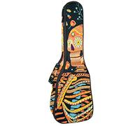Zaino per ukulele da concerto, resistente con custodia per ukulele con custodia, ukulele tenore da concerto soprano, 10 mm, borsa imbottita Day of the Dead Skeleton