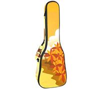 Zaino per ukulele da concerto, resistente con custodia per ukulele con custodia, ukulele tenore da concerto soprano, 10 mm, borsa imbottita, due simpatici cani Spitz Puppy River Sunset