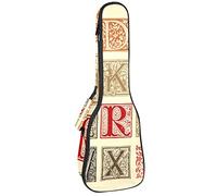 Zaino per ukulele da concerto, resistente con custodia per ukulele con custodia, ukulele tenore da concerto soprano, 10 mm, borsa imbottita, pecore nere, lettere ornamentali vintage