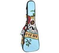 Zaino per ukulele da concerto, resistente con custodia per ukulele con custodia, ukulele tenore da concerto soprano da 10 mm, borsa imbottita Day of the Dead Skull rosa blu