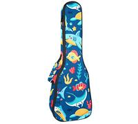 Zaino per ukulele da concerto, resistente con custodia per ukulele con custodia, ukulele tenore da concerto soprano, 10 mm, borsa imbottita per la vita marina Sharksturtle Fish
