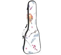 Zaino per ukulele da concerto, resistente custodia per ukulele con custodia, custodia per ukulele tenore soprano, 10 mm, borsa imbottita con uccelli verniciati sui rami degli alberi