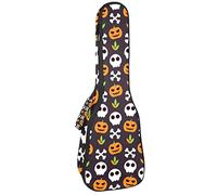Zaino per ukulele da concerto, resistente custodia per ukulele con custodia, custodia per ukulele tenore soprano, 10 mm, borsa imbottita per Halloween, zucca e smorfia