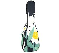 Zaino per ukulele da concerto, resistente custodia per ukulele con custodia, custodia per ukulele tenore soprano, 10 mm, borsa imbottita con margherita naturale in fondo scuro