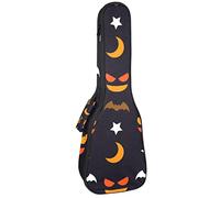Zaino per ukulele da concerto, resistente custodia per ukulele con custodia, custodia per ukulele tenore soprano, 10 mm, borsa imbottita con stelle di Halloween, pipistrelli e smorfia