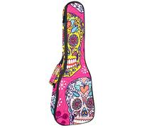 Zaino per ukulele da concerto, resistente custodia per ukulele con custodia, per concerti soprano, ukulele tenore, 10 mm, borsa imbottita con teschi rosa, novità