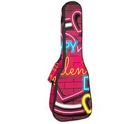 Zaino per ukulele da concerto, resistente custodia per ukulele con custodia, per concerti soprano, ukulele tenore da 10 mm, borsa imbottita nera per San Valentino, segno al neon