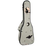 Zaino per ukulele da concerto, resistente custodia per ukulele con custodia, per concerti soprano, ukulele tenore, 10 mm, borsa imbottita per Halloween, strega mezzaluna