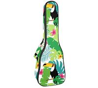 Zaino per ukulele da concerto, resistente custodia per ukulele con custodia, per concerti soprano, ukulele tenore da 10 mm, borsa imbottita per pecore nere, tucani estivi, fiori rosati, foglie verdi