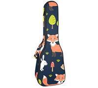 Zaino per ukulele da concerto, resistente custodia per ukulele con custodia, per concerti soprano, ukulele tenore da 10 mm, borsa imbottita per foresta, motivo: riccio, volpe